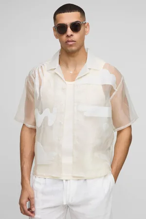 Boohoo Oversized Boxy Organza Applique Short Sleeve Shirt - - L