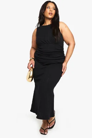 Boohoo Womens Plus Cotton Rib Ruched Column Midaxi Dress - - 16
