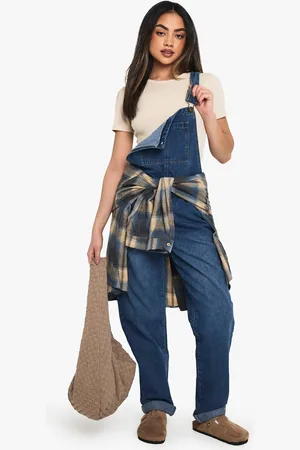 Boohoo Womens Boyfriend Denim Dungarees - - 16