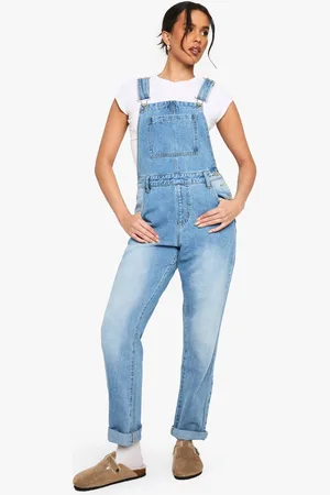 Boohoo Womens Boyfriend Denim Dungarees - - 16