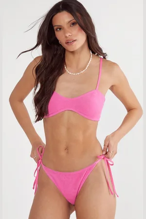 NASTY GAL Womens Toweling Cropped Tie Side Bikini Set - - 4