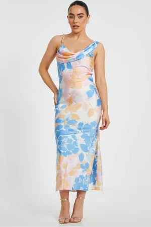 Quiz Womens Petite Satin Floral Midaxi Dress - 16