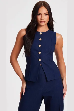 Quiz Womens Pinstripe Button Front Waistcoat - 8