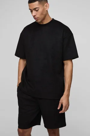 Boohoo Oversized Faux Suede T-Shirt Shorts Set - - S