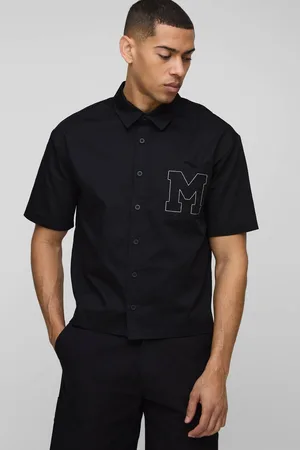 Boohoo Oversized Boxy Short Sleeve Embroidered Shirt - - XS