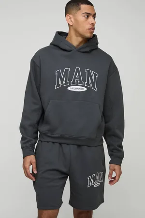 Boohoo Oversized Boxy Man Hooded Short Tracksuit - - M