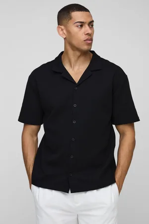 Boohoo Oversized Short Sleeve Revere Waffle Shirt - - XS