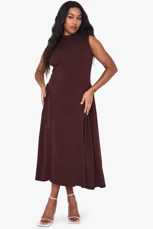 Boohoo Womens PLUS HIGH NECK MIDAXI SKATER DRESS - - 18