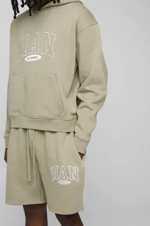 Boohoo Oversized Boxy Man Hooded Short Tracksuit - - M