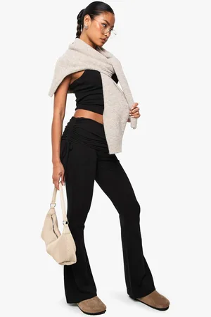Boohoo Womens Basics Fold Over Waist Flare Legging - - 16