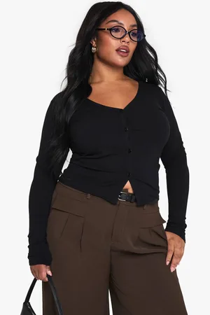 Boohoo Womens Plus Soft Rib Button Cardigan - - 28