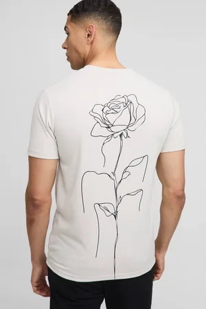 Boohoo Heavy Weight Interlock Floral Slim T-Shirt - - M