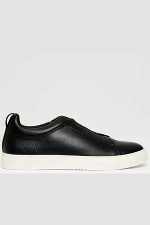 Threadbare Faux Leather Elastic Lace Slip On Trainers - - 12