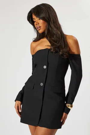 MissPap Womens Tailored Bandeau Long Sleeve Blazer Dress - - 12