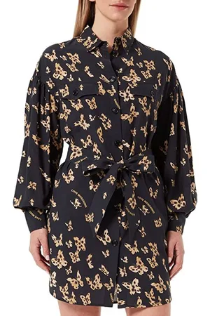 Moschino Womens Printed Cotton Dress with Ribbon Belt - - 18