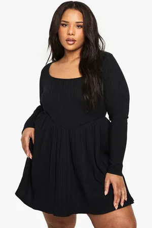 Boohoo Womens Plus Cotton Rib Scoop Neck Skater Dress - - 20