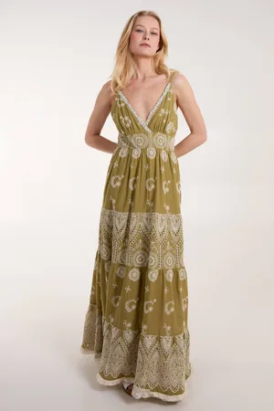 Blue Vanilla Womens Cami Maxi Dress With Embroidery - - 14