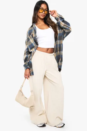 Boohoo Womens Basics Rib Straight Leg Trouser - - 14
