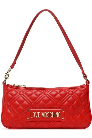 Moschino Womens Metal Logo Faux Leather Shoulder Bag - - One Size