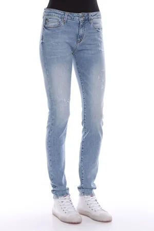 Moschino Womens Regular Washed Jeans with Glitter Logo - - 12