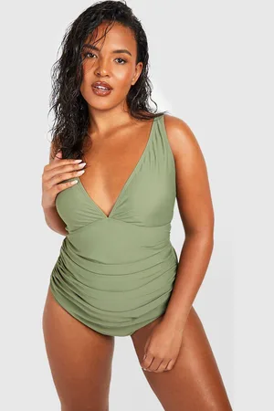 Boohoo Womens Plus Curve Enhance Smoothing Plunge Swimsuit - - 16