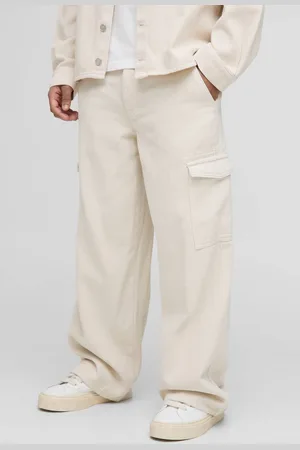 Boohoo Baggy Fit Stone Washed Cargo Jeans - - 32R