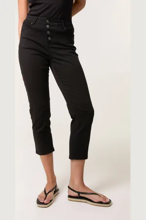 Blue Vanilla Womens Button Front Capri Trousers - S/M