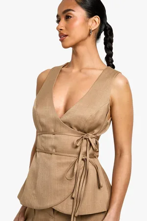 Boohoo Womens Petite Linen Look Waistcoat - - 14