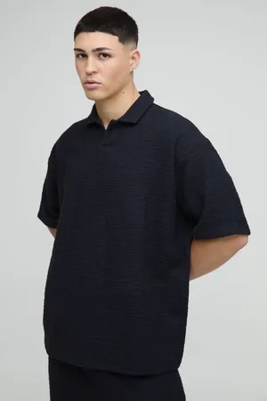 Boohoo Oversized Heavyweight Textured Revere Short Sleeve Polo - - XS