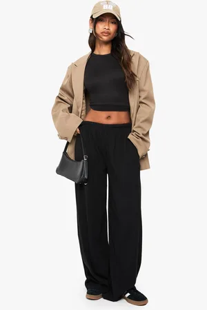 Boohoo Womens Basics Rib Straight Leg Trouser - - 10