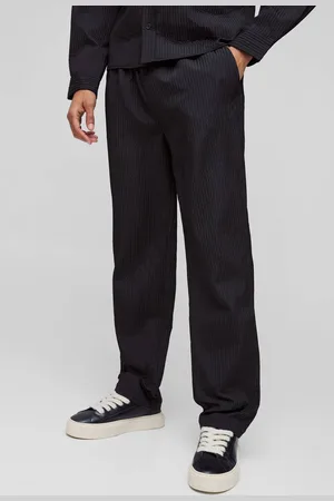 Boohoo Straight Fit Elasticated Waist Technical Pleat Trouser - - M