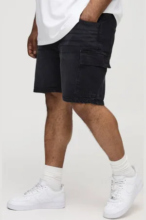 Boohoo Plus Slim Rigid Cargo Denim Shorts - - 40