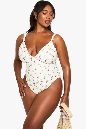 Boohoo Womens PLUS PRINTED KNOTTED SWIMSUIT - - 16
