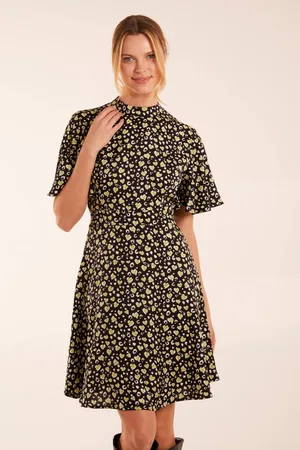 Blue Vanilla Womens High Neck Flutter Sleeve Dress - - 18