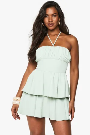 Boohoo Womens Halterneck ruched bust skater dress - - 14