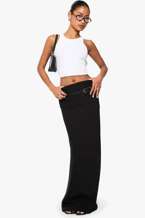 Boohoo Womens Basics Fold Over Waistband Maxi Skirt - - 12