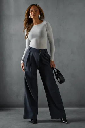 MissPap Womens Wide Leg Asymmetric Waistband Trousers - - 12