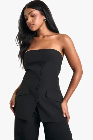 Boohoo Womens Woven Tailored Bandeau Longline Waistcoat - - 12
