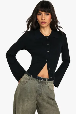 Boohoo Womens Lightweight Collared Cardigan - - M