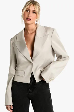 Boohoo Womens Oversized Lapel Asymmetric Cropped Blazer - - 10