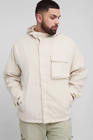 Boohoo Plus Lightweight Regular Fit Hooded Parka Jacket In Stone - - XXL