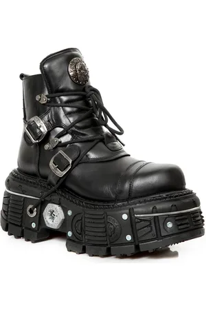 New Rock M-vest007-S1 Leather Gothic Combat Platform Ankle Boots - - 11