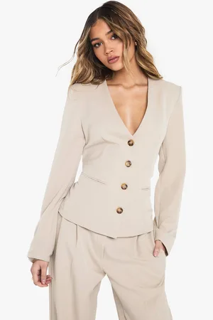Boohoo Womens V Neck Tailored Button Up Blazer - - 8