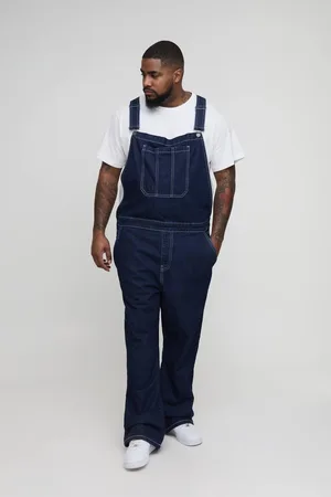 Boohoo Plus Straight Leg Contrast Stitch Dungarees - - 40