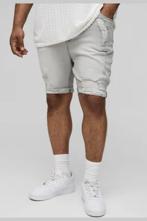Boohoo Plus Skinny Stretch Ripped Denim Shorts - - 42