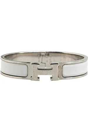 Hermès Preloved Hapi 3 Cuff Enamel Palladium Women Costume Jewelry - One Size