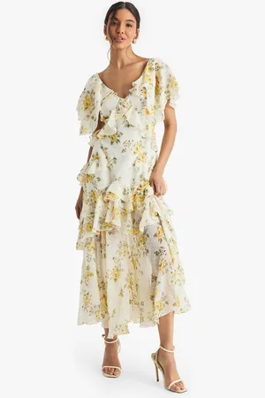 Boohoo Womens Floral Ruffle Midi Dress - - 12
