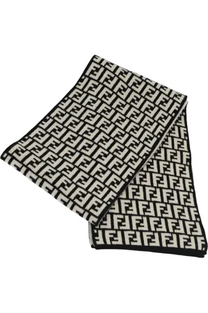 Fendi Preloved FF Knitted Scarf BlackWhite Women Scarves - One Size