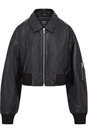 Infinity Womens Oversized Leather MA-1 Bomber Jacket - - 8