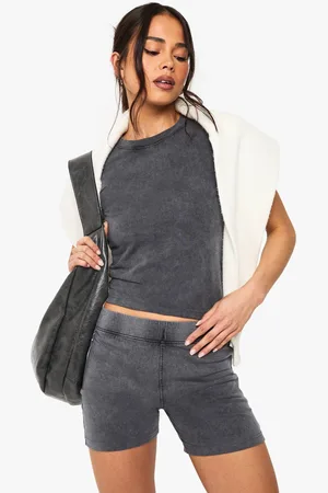 Boohoo Womens Acid Wash Short Sleeve Top - - 14